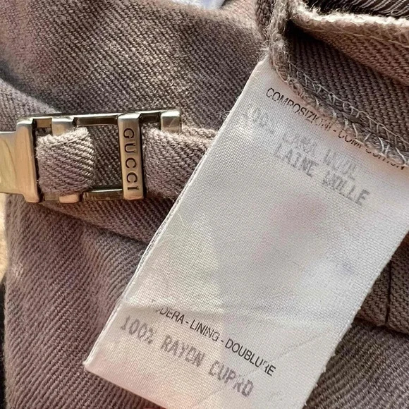 Gucci Trousers Tan Vintage Gabardine Wool Straight Leg Pants Size 40 US Small - Picture 8 of 10